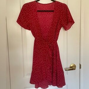 Red Polka Dot Wrap Dress